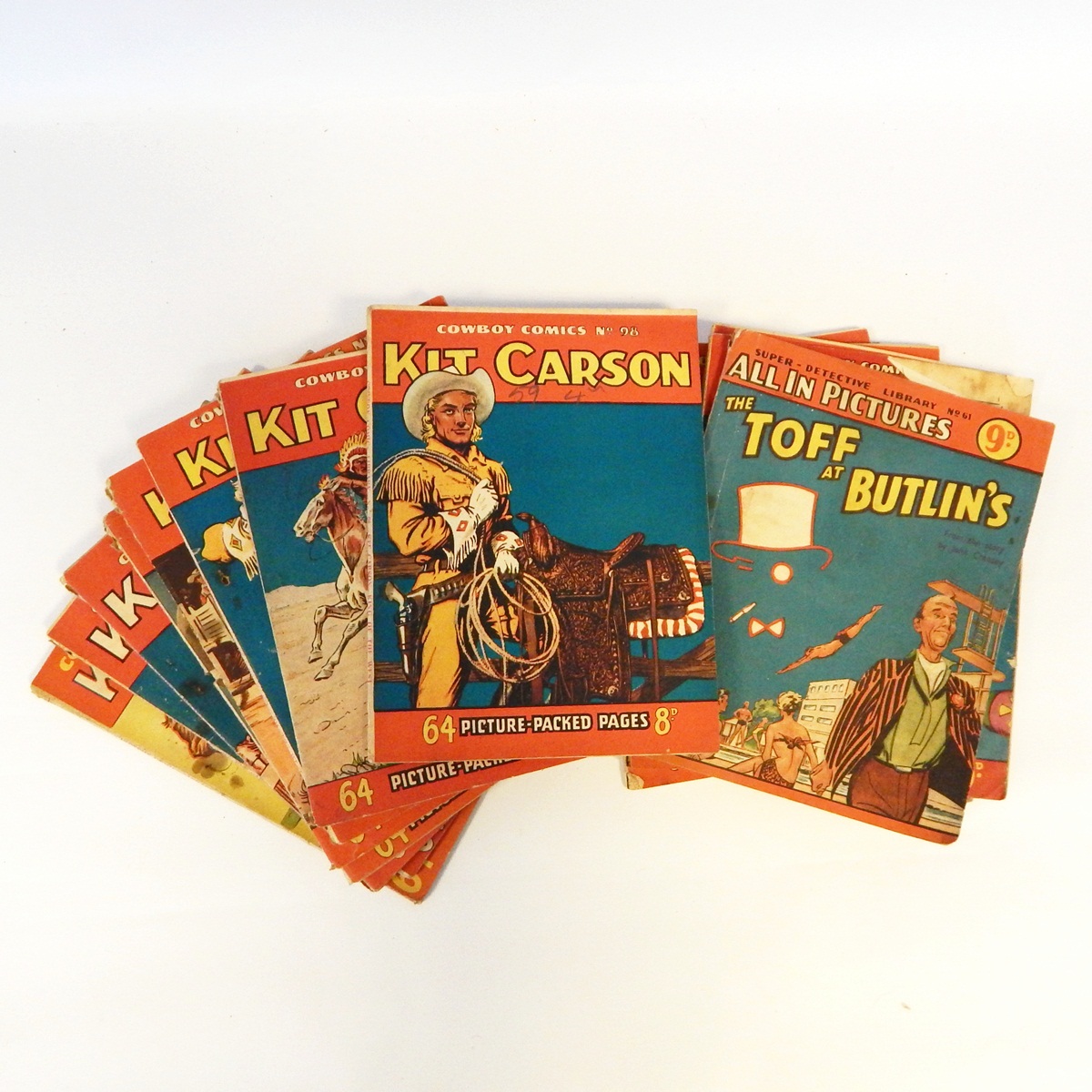 Quantity of Kit Carson comics ranging from No.38 to No.98, Toff Butlins No.