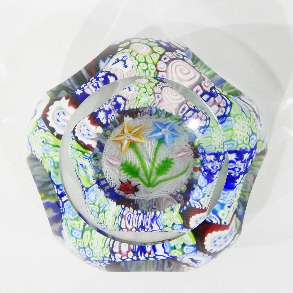 Glass paperweight by John Deacons of faceted pedestal form, clear glass, - Image 3 of 3