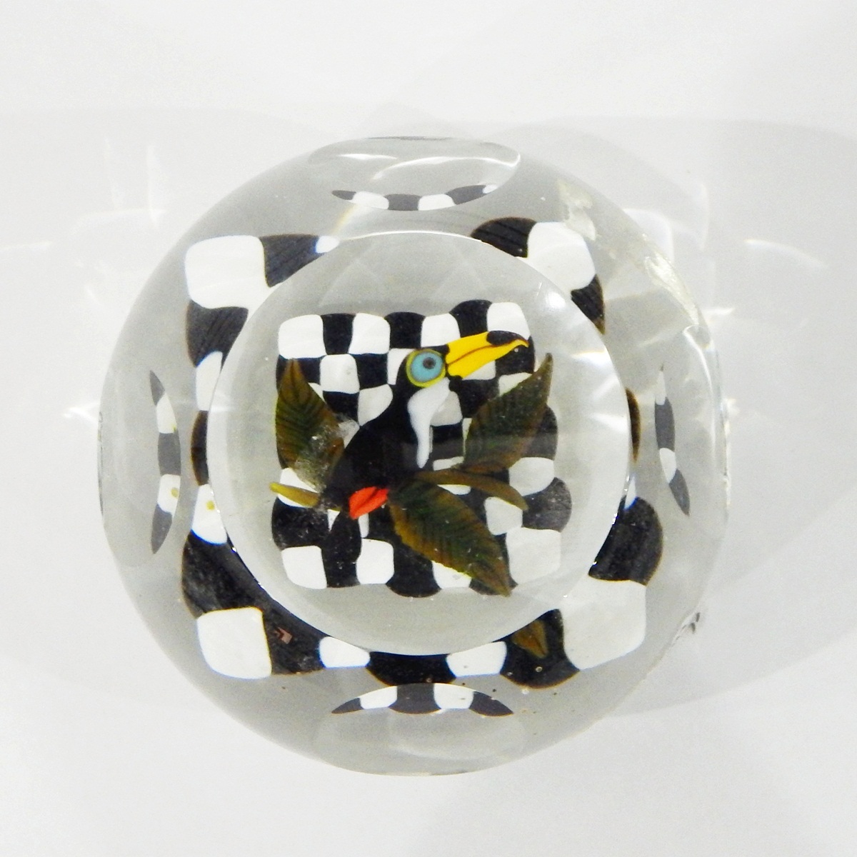 John Deacons clear glass cushion paperweight with faceted windows, - Image 3 of 3