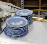 Quantity of blue jasperware Wedgwood plates (19)