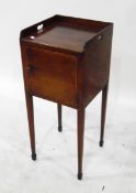 19th century mahogany traytop pot cupboard, on square tapering legs with spade feet,