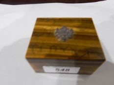 Polished stone rectangular box with silver-coloured metal Russian imperial crest surmounted,