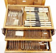 Silver plated canteen of flatware in fitted oak case