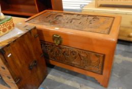 Carved camphorwood chest,