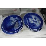 Quantity of Royal Copenhagen Christmas plates including 1969 The Moon Landing, 1971,