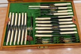 Canteen of Old English pattern silver plated flatware comprising twelve table forks,