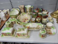 Quantity of Falconware including dishes, butter dishes, jam pots, small teapot, jug, flower holder,