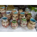 Collection of character jugs including Sarreguemines (11)