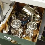 EPNS four piece tea and coffee service, set of three EPNS and parcel gilt dishes,