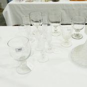 Ship's decanter, four various rummer type glasses,