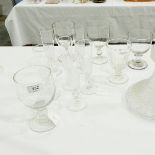 Ship's decanter, four various rummer type glasses,