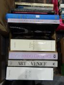 Box of books relating to art including Faberge, Bernini, Leonardo Da Vinci,