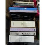 Box of books relating to art including Faberge, Bernini, Leonardo Da Vinci,