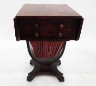 Victorian mahogany drop flap sewing table, with two frieze drawers,
