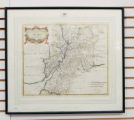 Robert Morden coloured map of the county of Gloucestershire,