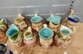 Large quantity of Sarreguemines and other character jugs (8)