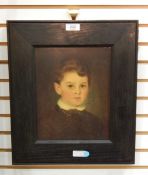 Unattributed (19th century) Oil on board Head and shoulders portrait of a young boy, 26cm x 20.