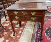 Antique walnut lowboy fitted one long and two short drawers,