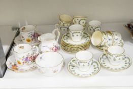 Mintons part coffee set, flower pattern, comprising coffee cups and saucers,