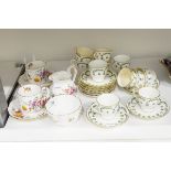 Mintons part coffee set, flower pattern, comprising coffee cups and saucers,