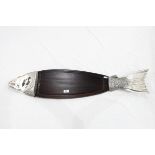 EPNS mounted hardwood fish serving board,