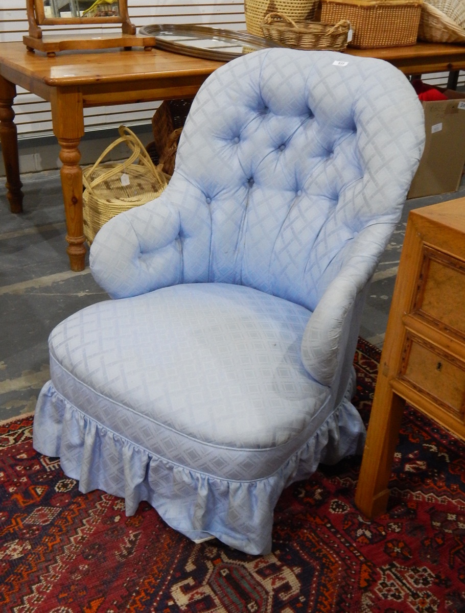 Lady's Victorian button upholstered tub chair