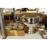 EPNS punch bowl and ladle,