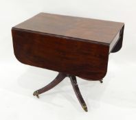 Mahogany pedestal pembroke table fitted a drawer to frieze,
