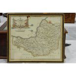 Old map of Somersetshire by Robert Morden,