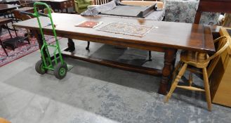 Oak reproduction refectory table, probably by Rackstraw,