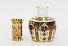 Royal Crown Derby vase of squat bottle form decorated in the Imari palette pattern 1128,
