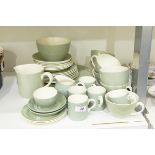 Wedgwood part tea/coffee set, green glazed, comprising cups and saucers, side plates,