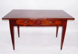 French cherry wood table fitted two drawers to frieze and on tapering square supports,