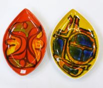 Four Poole Delphis elliptical-shaped dishes, pattern no.