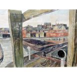 R Stanley and G Dent (20th century) Watercolour "Gloucester Docks", signed lower left,