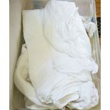Large quantity of table linen including two silk embroidered tablecloths, cotton drawn thread,