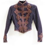 Victorian tweed wool jacket with frogging decoration, boned,