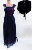 1920's/30's midnight blue lace evening dress, a 1920's sequin evening jacket,