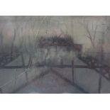 Bowman (20th century) Pastel House viewed through undergrowth, signed lower right,