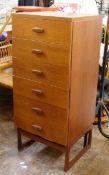 Mid 20th century G-Plan teak graduated chest of six drawers,