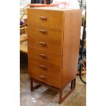 Mid 20th century G-Plan teak graduated chest of six drawers,