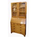 Arts & Crafts style Clarence Turner 'Clarry' oak bureau bookcase,