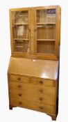 Arts & Crafts style Clarence Turner 'Clarry' oak bureau bookcase,