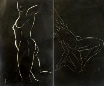 Eric Gill (1882-1940) Wood engravings Two nude studies from '25 Nudes' publ.