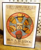 WWI Colour poster for 'The Bulldog Soldiers' and Sailors' Club',