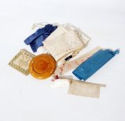 Quantity of sewing accessories including thimbles, winders, embroidery and cross-stitch templates,