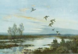 After Peter Scott (1909-1989) Colour print Ducks landing by water,