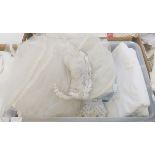 Various table linen, three various cotton sheets, napkins, handkerchief case,