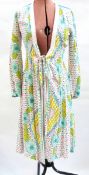 Celia Birtwell print wrap dress bearing label 'designed by Ossie Clark for Radley'