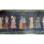 Three Indian painted panels on linen,